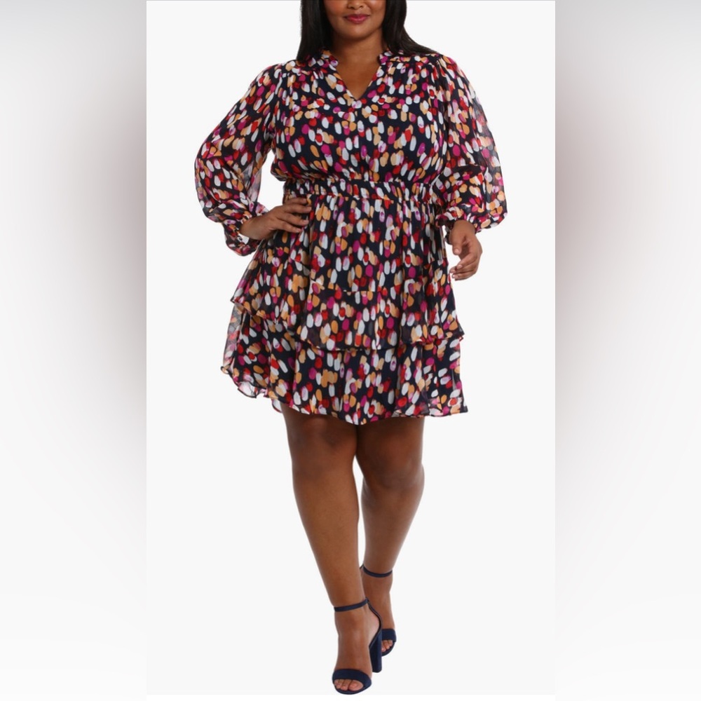 London Times Multicolor Abstract Dress EUC